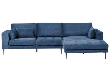 Left Hand Fabric Corner Sofa Blue FLAM