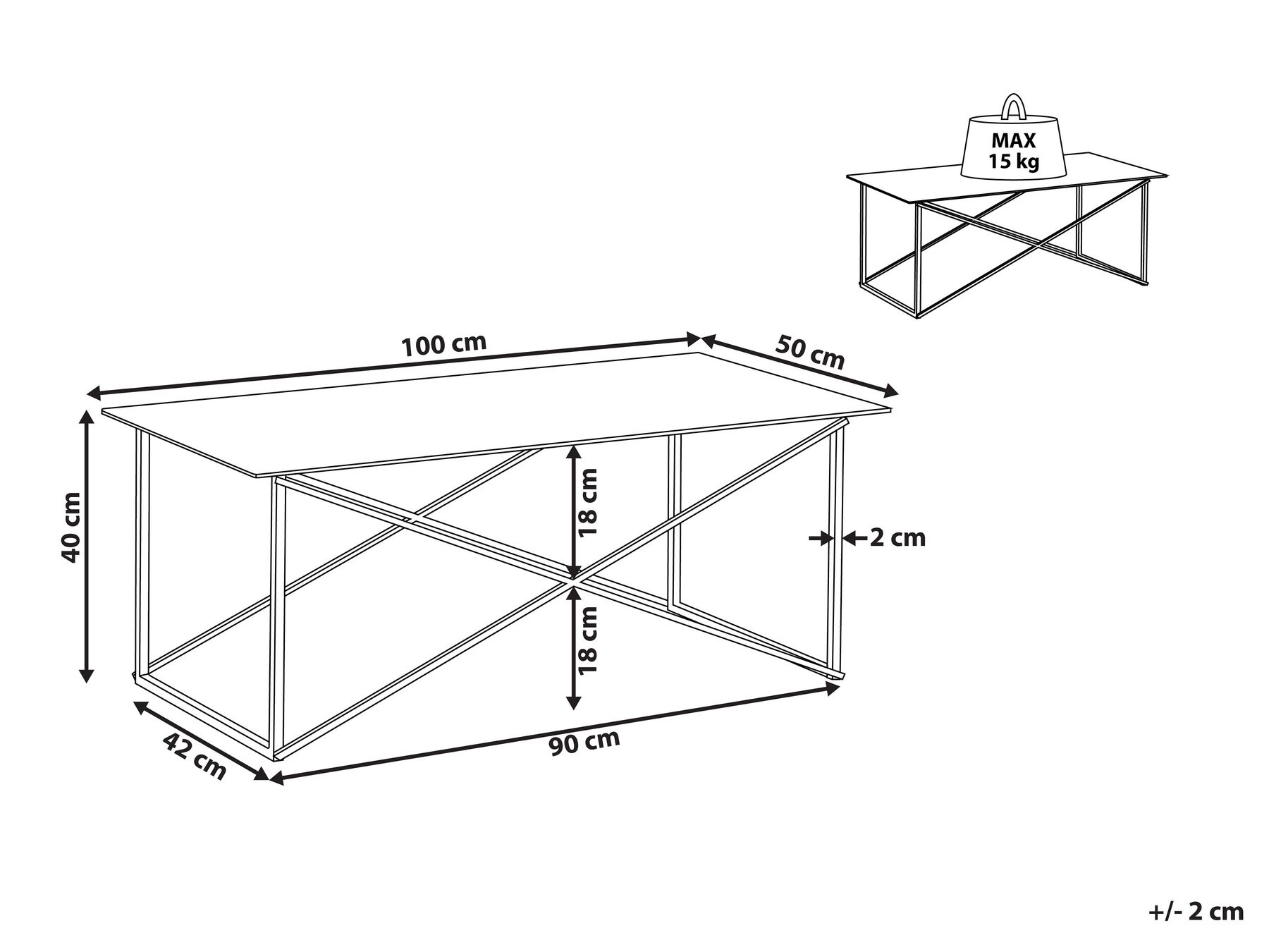 Coffee Table EMPORIA Tempered Glass White/ Gold_817091