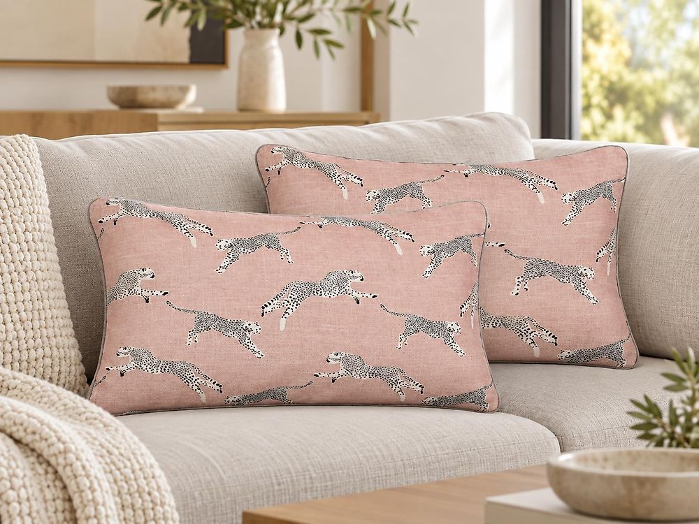 Dekokissen 2er Set ARALES 30 x 50 cm Baumwolle Pastellrosa Tiermuster