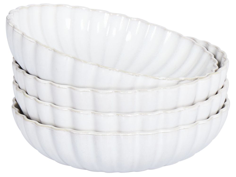 Set de 4 assiettes creuses NETTLE Grès Blanc cassé