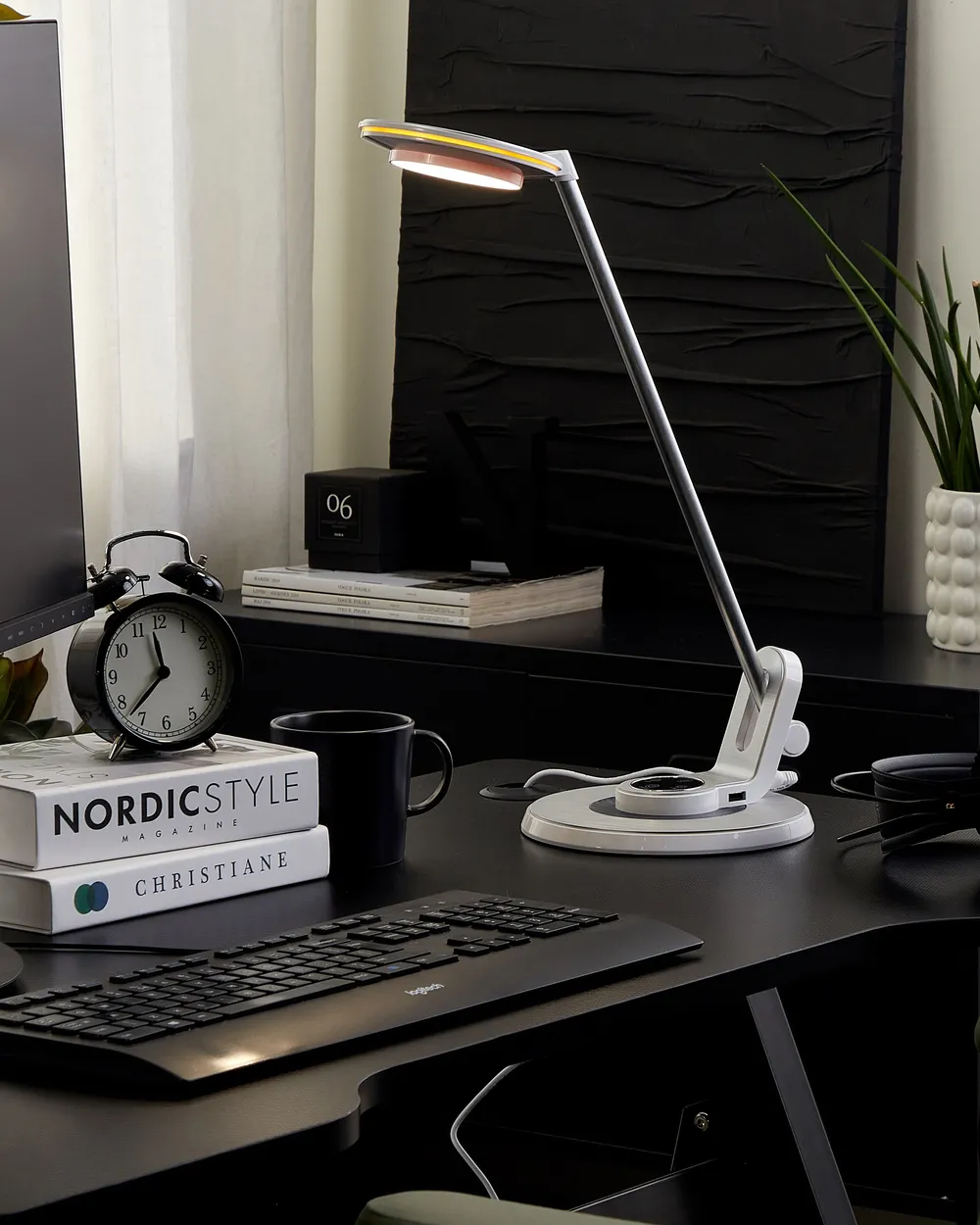 Lampada da scrivania a LED CORVUS con dimmer Metallo Bianco/Argento_1080375