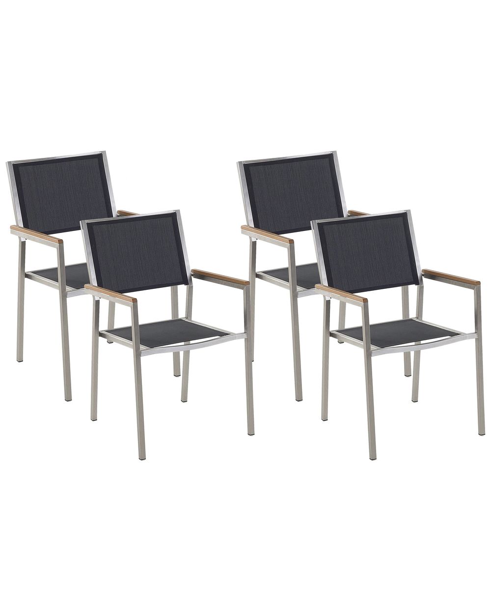 Set de 4 scaune de grădină GROSSETO Oțel inoxidabil Negru