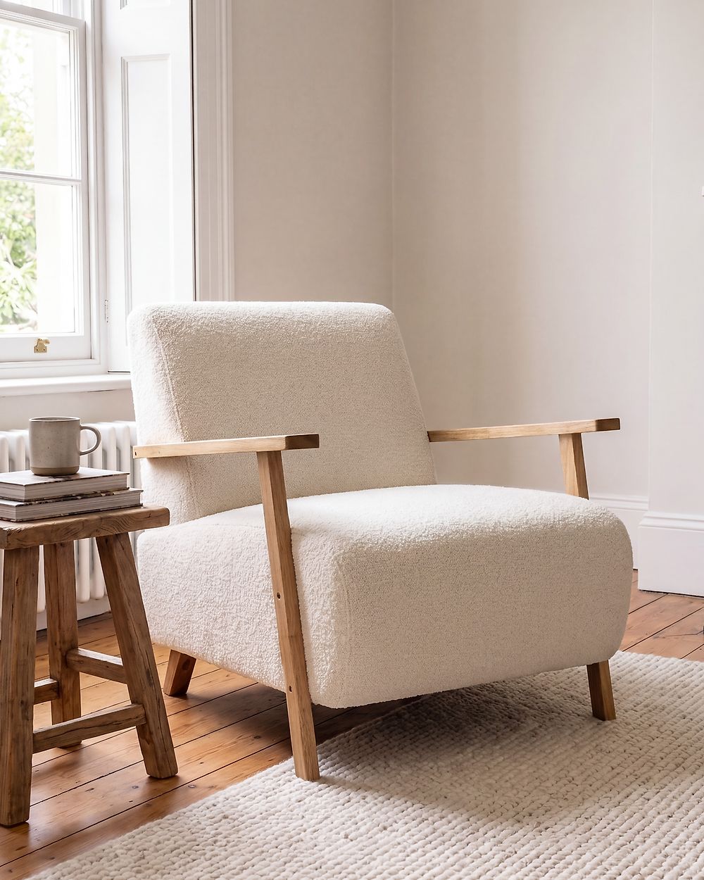 Poltrona LESJA Bouclé Beige chiaro