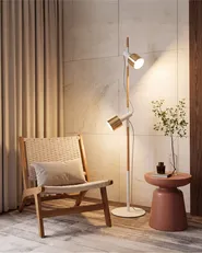 Floor Lamp OWENS Adjustable Ash Wood White_763827