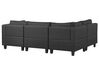 Canapé angle droit modulable 4 places en tissu noir avec pouf ottoman FEVIK_833712