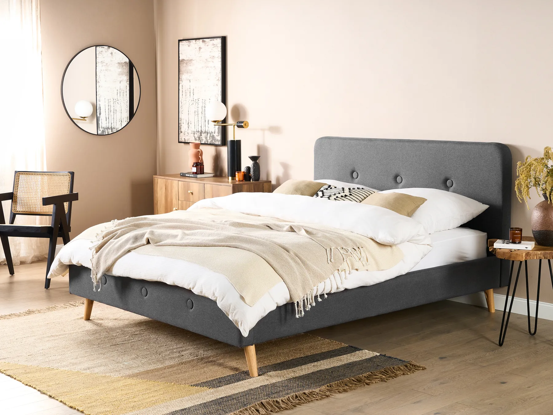 Bed Fabric RENNES II 160 x 200 cm (EU King Size) Dark Grey_875498
