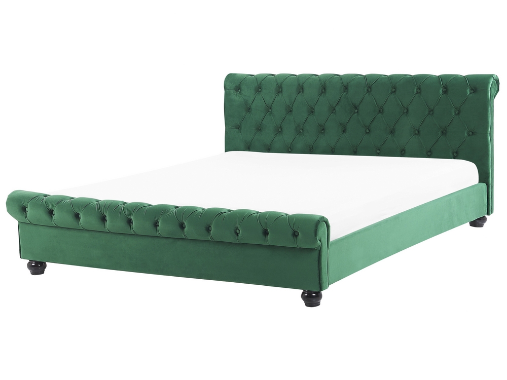 Green velvet sleigh bed discount