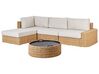 Lounge Set Rattan naturfarben 4-Sitzer Auflagen beige OLIVERI_933677