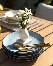 Set of 4 Side Plates JUNIPER Stoneware Light Blue_1153936
