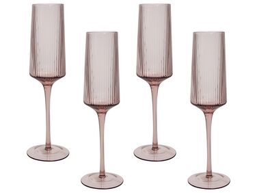 Rózsaszín pezsgőspohár 22 cl négydarabos szettben AMETHYST