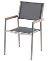 Conjunto de 4 sillas de jardín de poliéster/acero gris/plateado/madera clara GROSSETO_868142