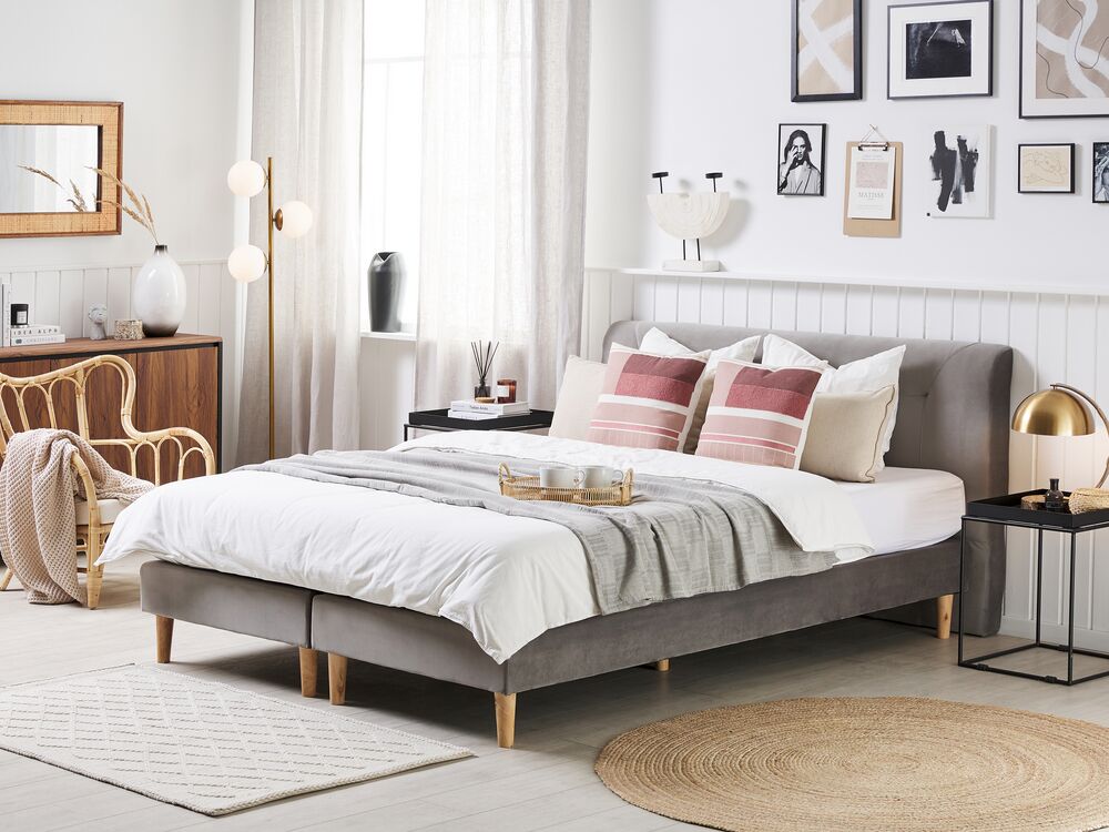 Divan Bed Velvet MARQUISE 160 x 200 cm (EU King Size) Grey