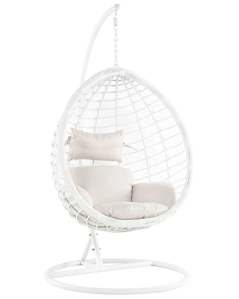 Hanging Chair with Stand FANO PE Rattan White1