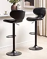 Set of 2 Bar Chairs CONWAY Swivel Faux Leather Black