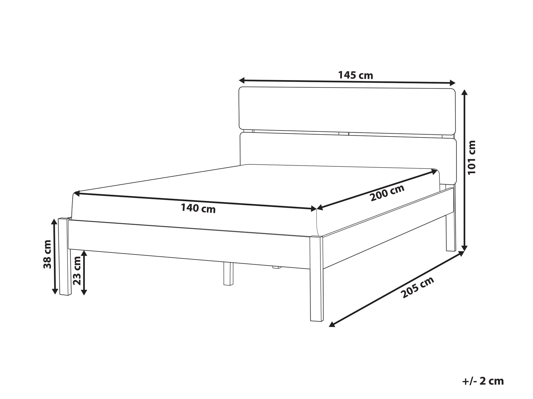 EU Double Size Bed with LED Light Wood BOISSET_899806