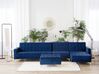 Left Hand Modular Velvet Sofa with Ottoman Navy Blue ABERDEEN_760856