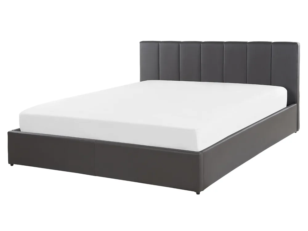 Ottoman Bed DREUX Faux Leather Dark Grey 160 x 200 cm (EU King Size)_793192