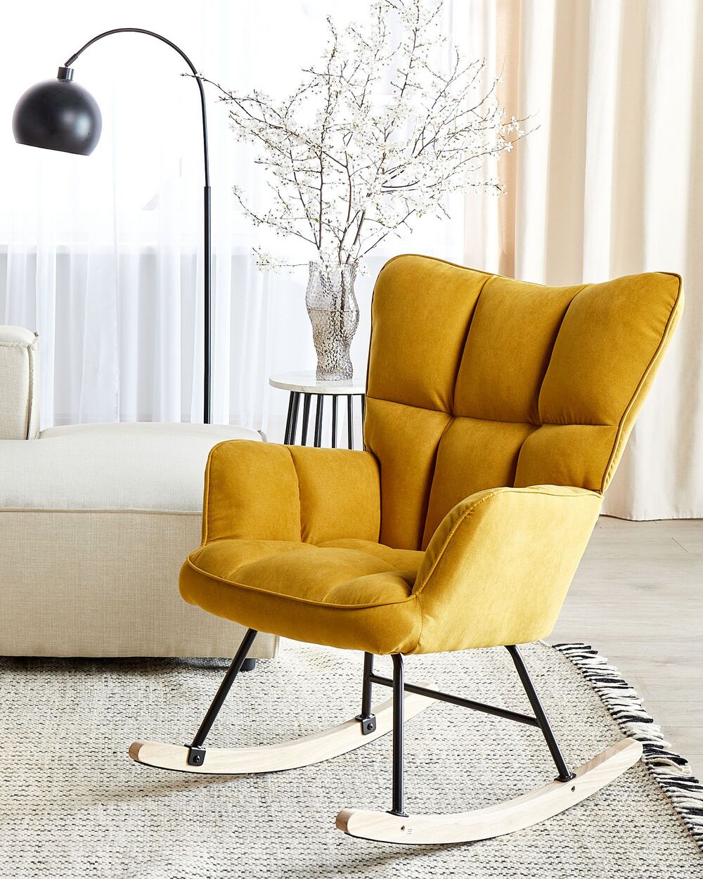 Rocking Chair OULU Fabric Yellow Beliani.at