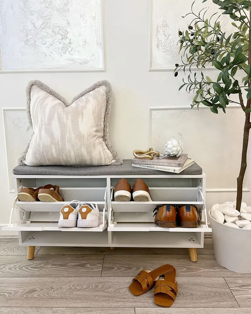 Szafka na buty z siedziskiem MINERAL Biały_973834