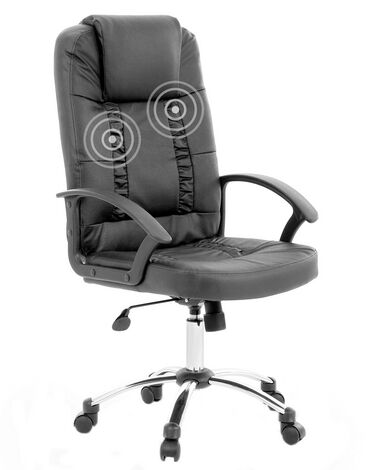 Cadeira de escritório com função de massagem em pele sintética preta RELAX