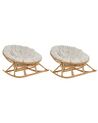 Lot de 2 fauteuils à bascule ronds en rotin ton naturel et beige clair ORVIETO_878369