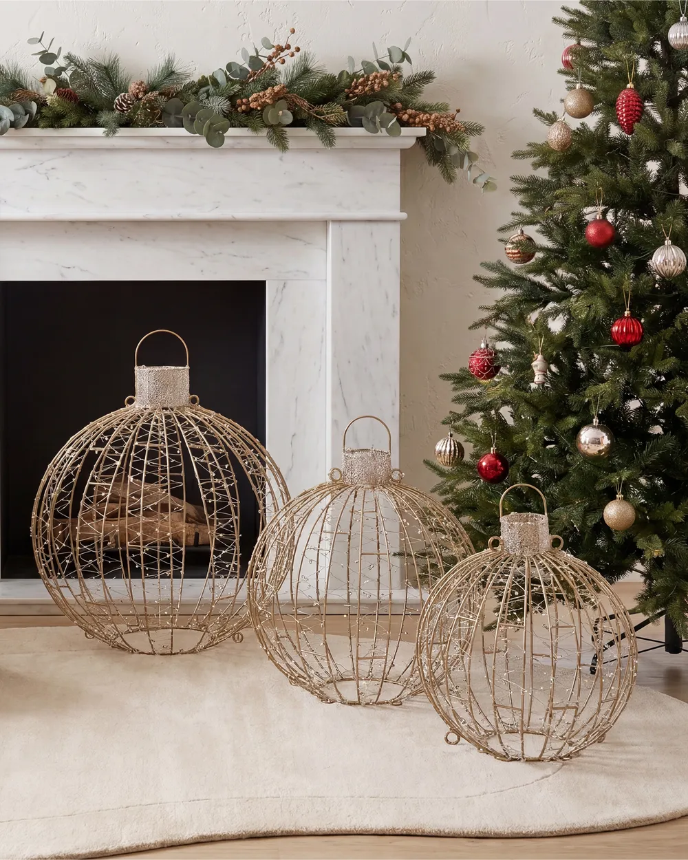 Decorazione per esterni LED GAROUR 65/50/40 cm Palla di Natale Oro_950435