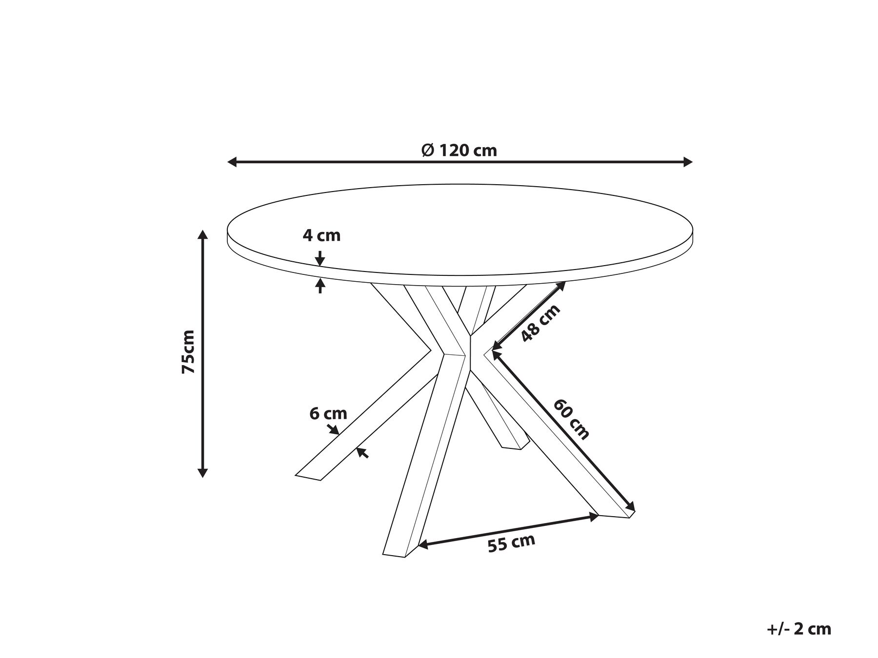 Stół ogrodowy MALETTO 120 cm 120 cm Szkło Czarny_844100