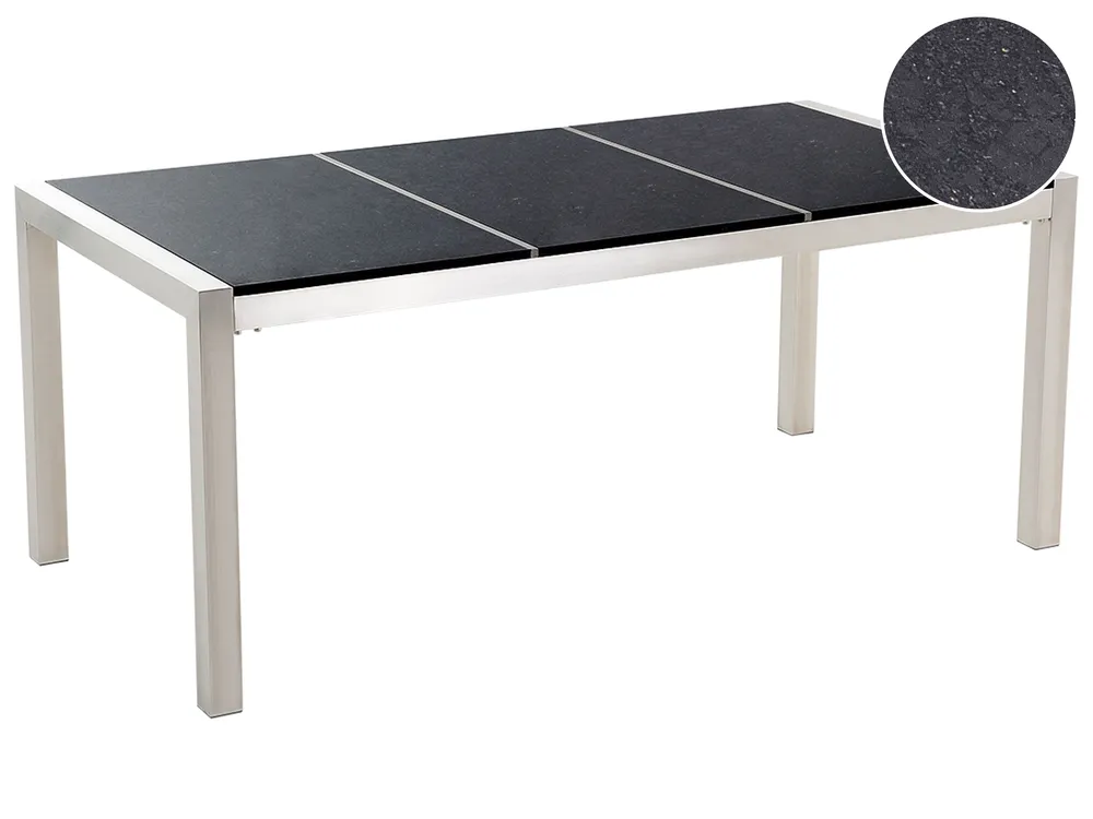 Stół ogrodowy GROSSETO 180 cm 90 cm Granit Polerowany Czarny