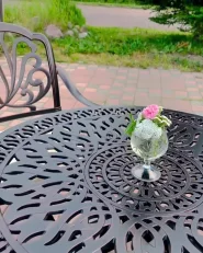 Outdoor Dining Table for 4 ANCONA 90 cm 90 cm Metal Dark Brown_1170235