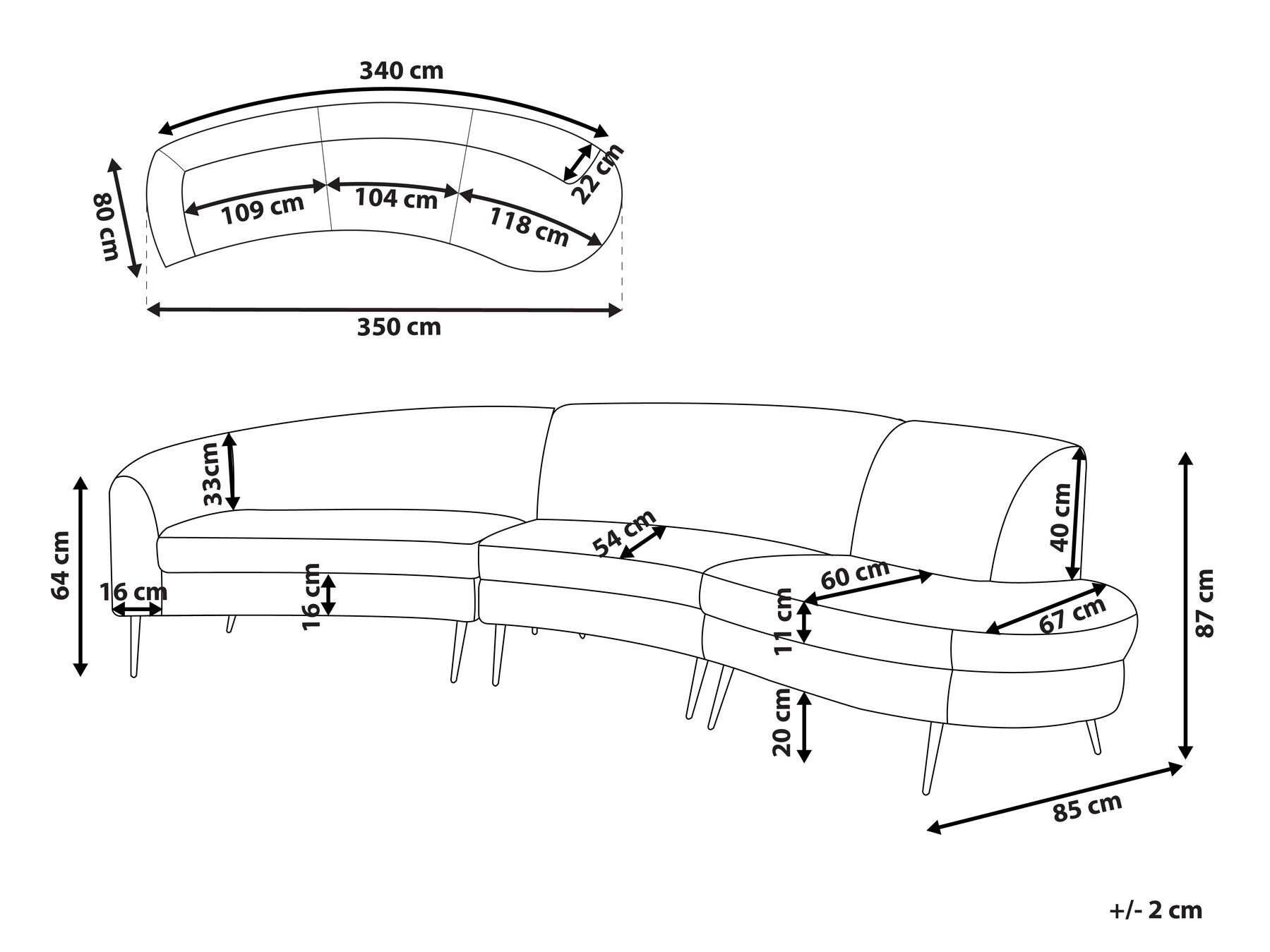 4 Seater Curved Velvet Sofa Beige MOSS_851381 4 Seater Curved Velvet Sofa Beige MOSS_851381