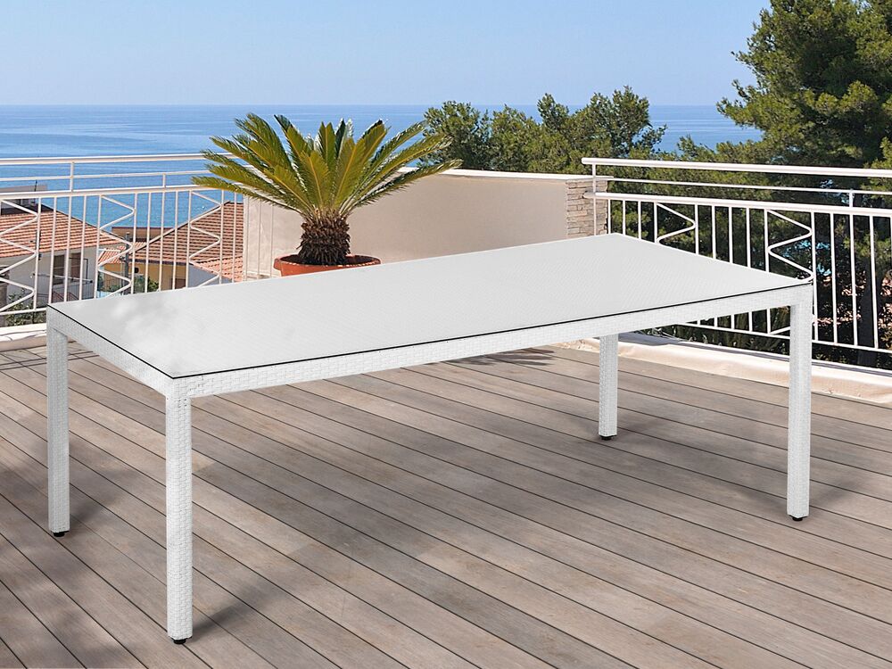 Garden Dining Table ITALY 220 cm 100 cm Glass White