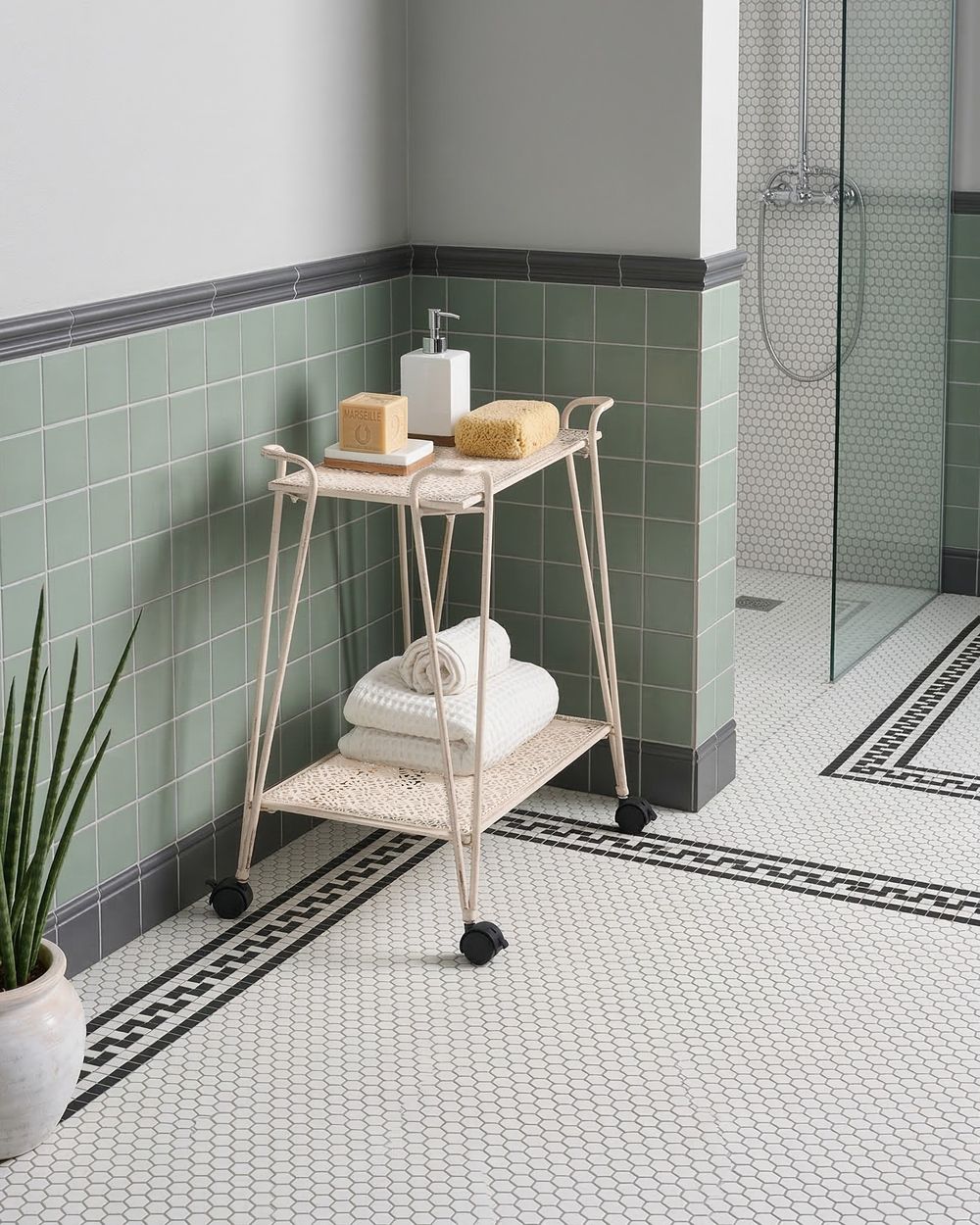Storage Trolley with Wheels YUMBILLA Metal White