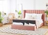 Čalouněná sametová postel růžová s úložným prostorem 180 x 200 cm NOYERS_806071