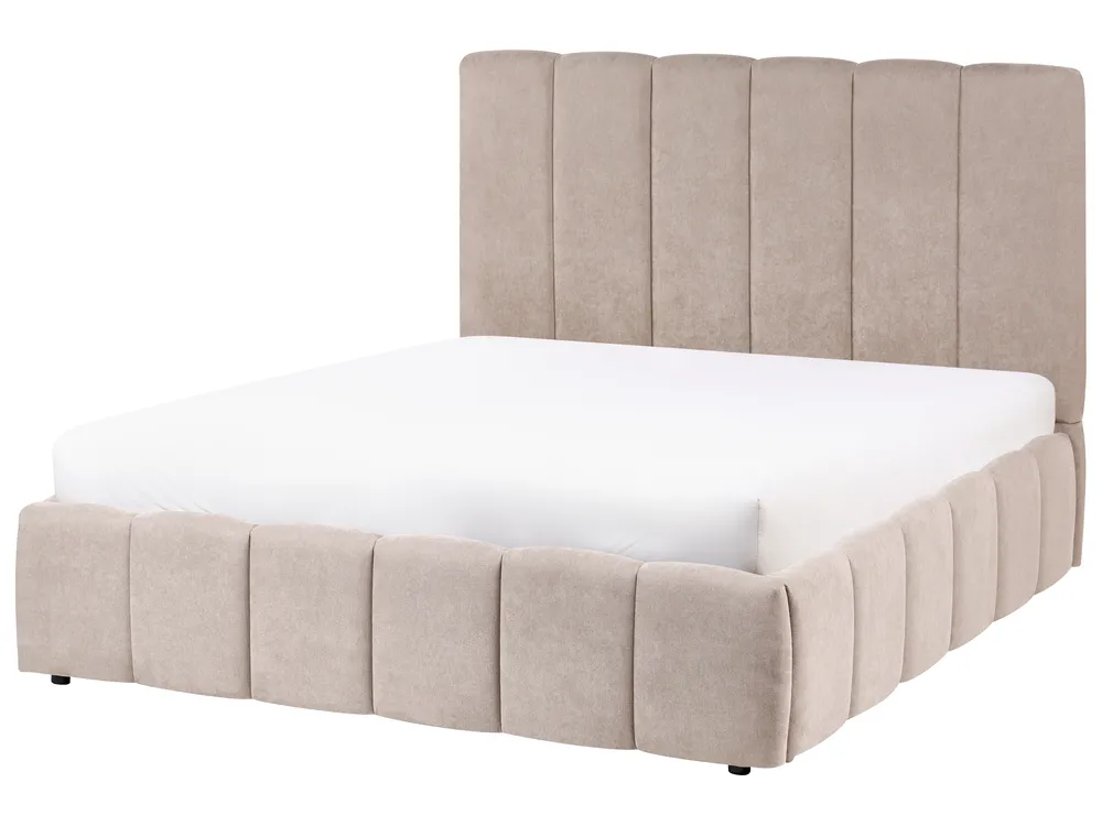 Ottoman Bed VAUVERT Fabric Taupe 140 x 200 cm (EU Double)_1093453