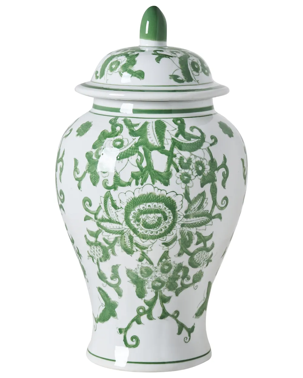 Vase mit Deckel MONDRAGON 37 cm Porzellan Weiß / Grün
