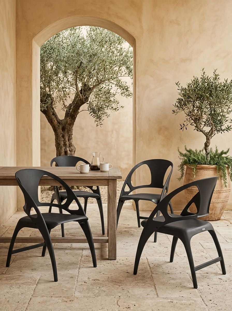 Set of 4 Garden Chairs NEMI Folding Black
