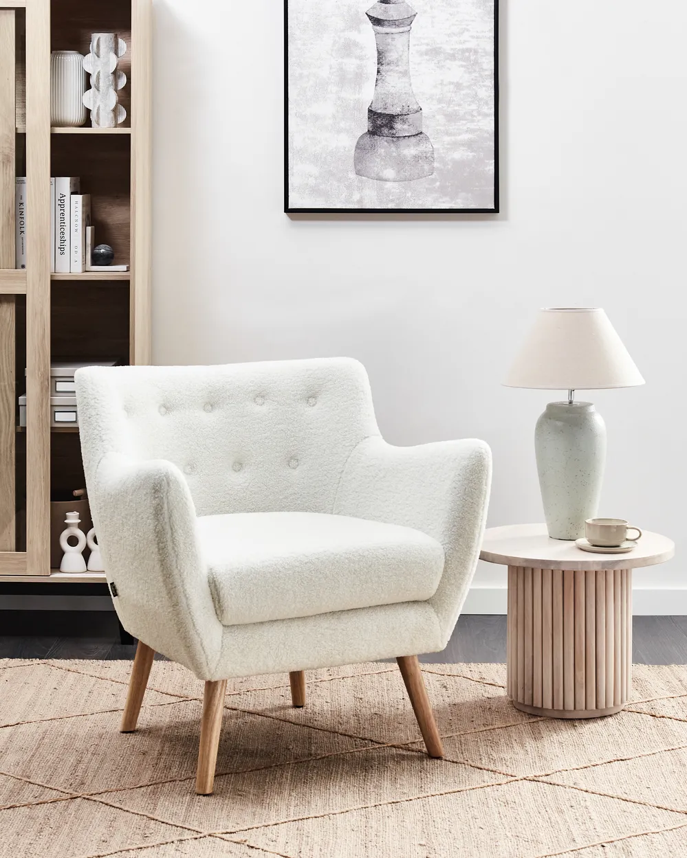 Fotel DRAMMEN Boucle Biały