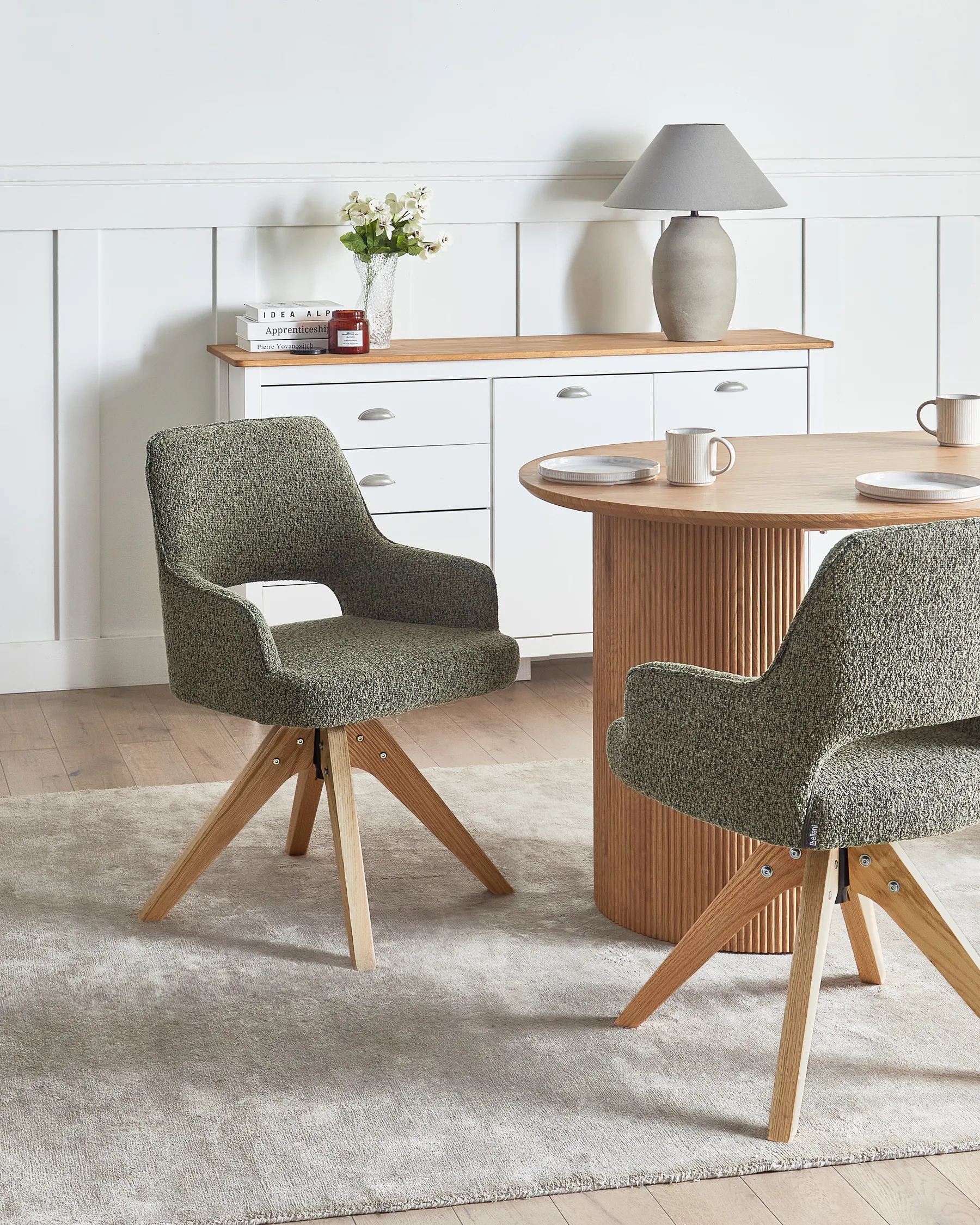 Dining Chair Swivel MORAVIA Boucle Green_965180
