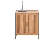 3 Piece Outdoor Kitchen Set with Sink IVREA Brown/ Silver Certified Acacia Wood_988378