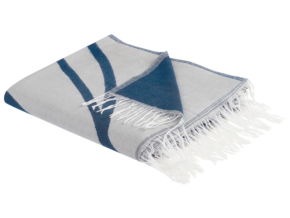 Blanket 130 x 170 cm Blue and White HAPREK Beliani