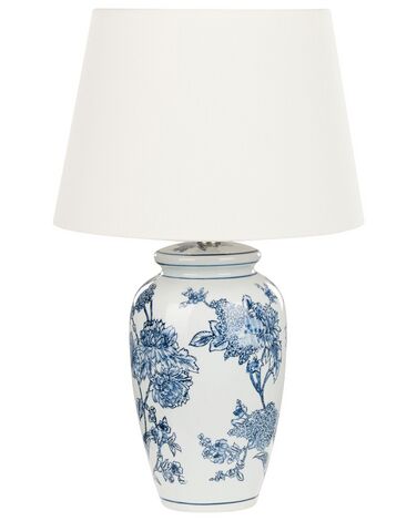Porcelánová stolná lampa biela/modrá BELUSO
