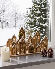 Christmas Decoration LED MALLOS 45 cm House Brown_1027992