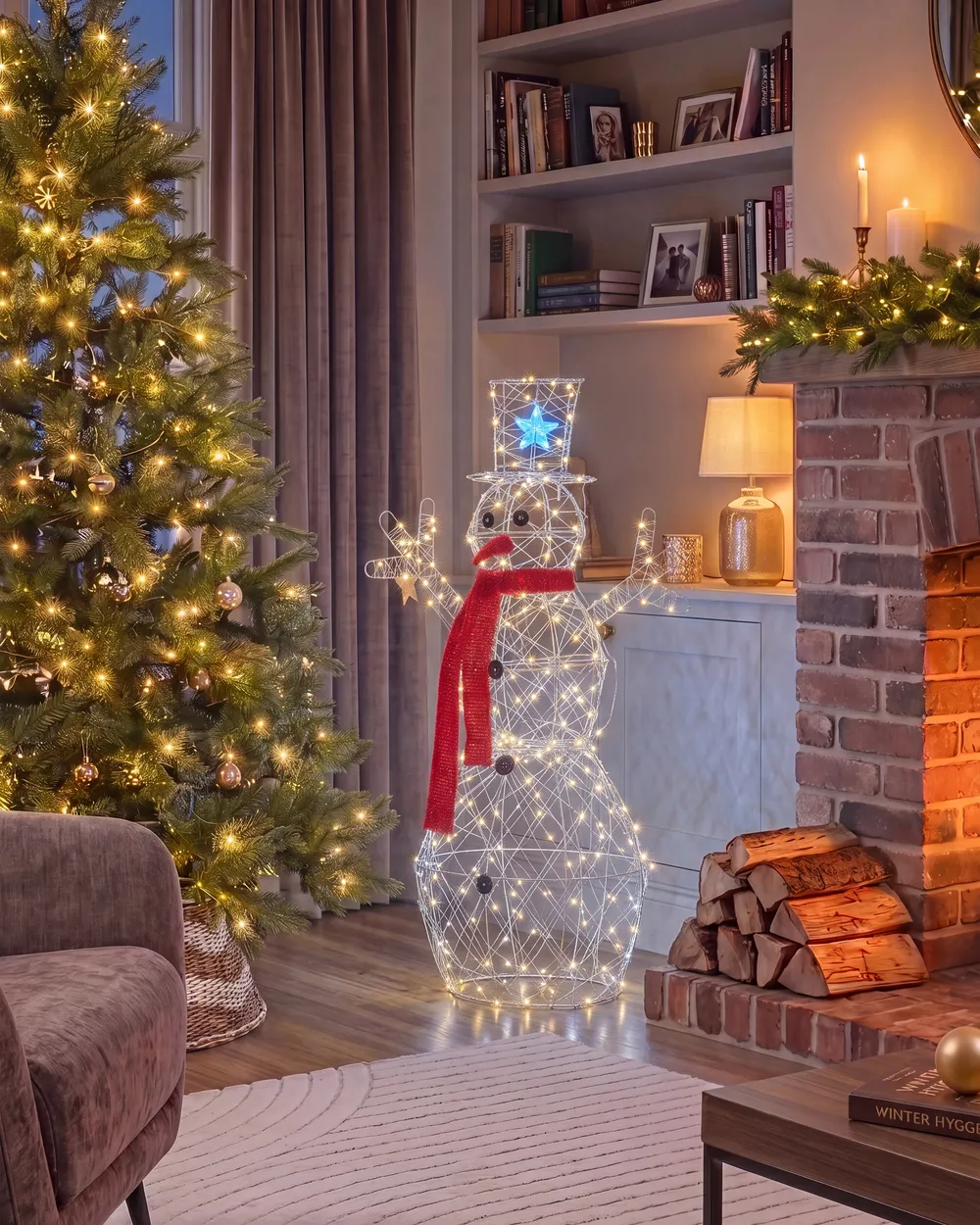 Decorazione per esterni LED VASMAN 93 cm Pupazzo di neve Bianco