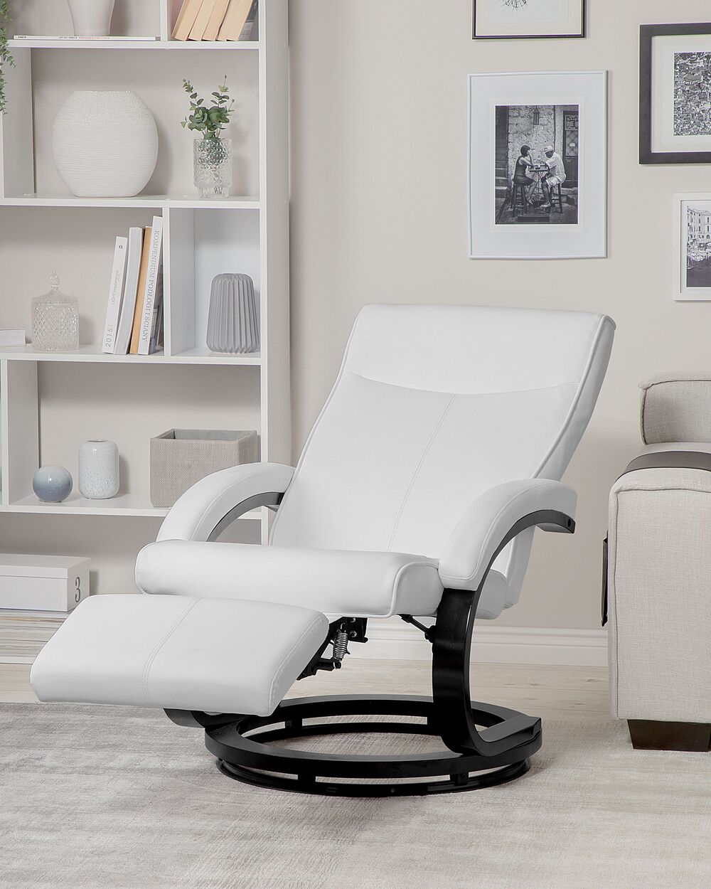 Leather white recliner discount