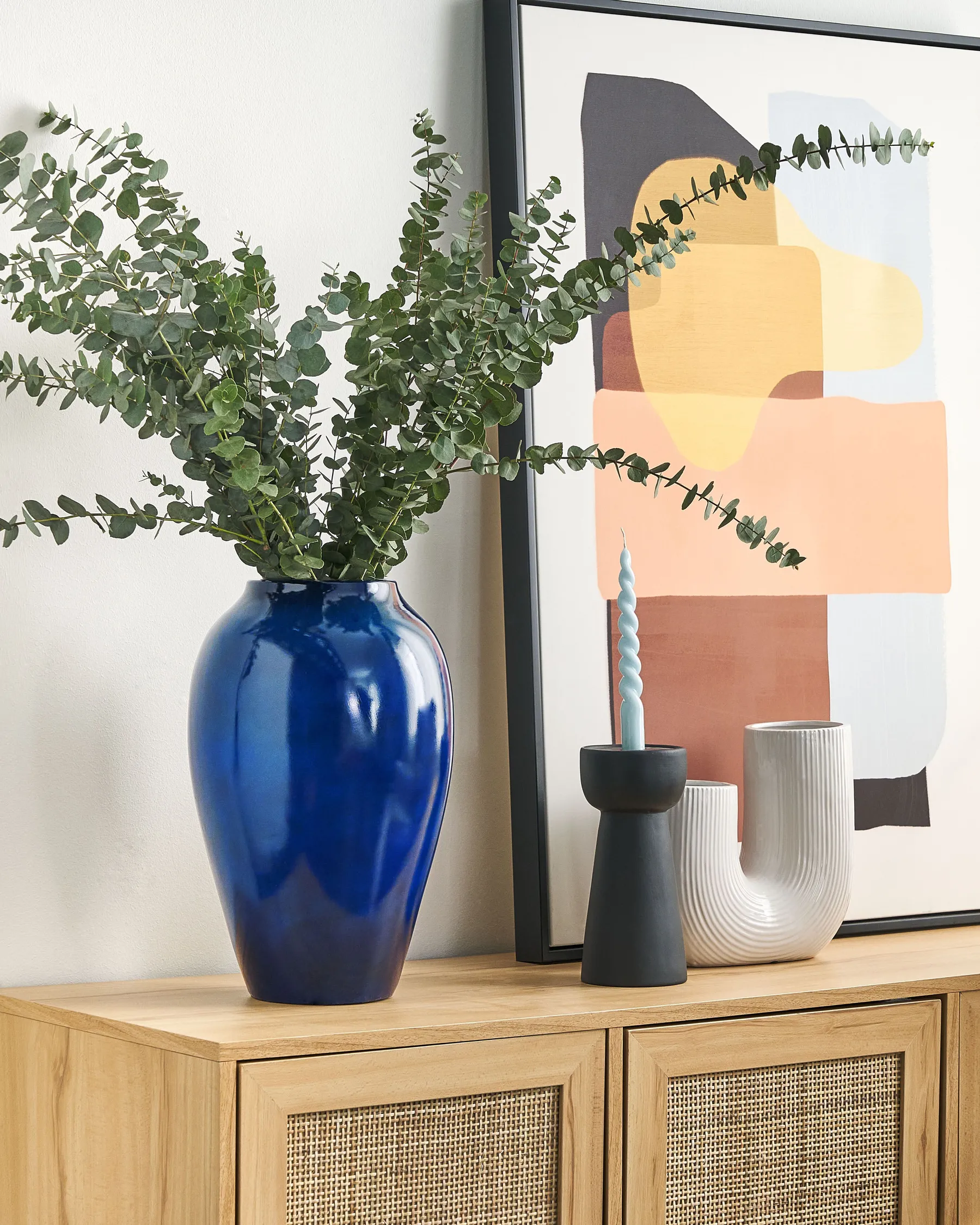 Vase à fleurs OCANA 37 cm Céramique Bleu foncé_847860