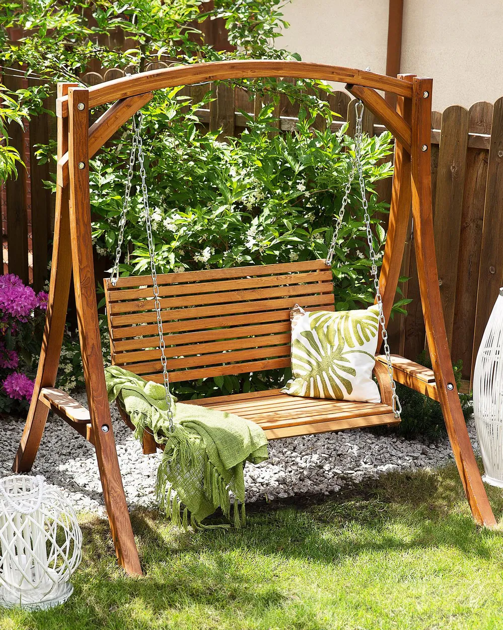 Patio Swing NOVARA Larch Wood Brown1