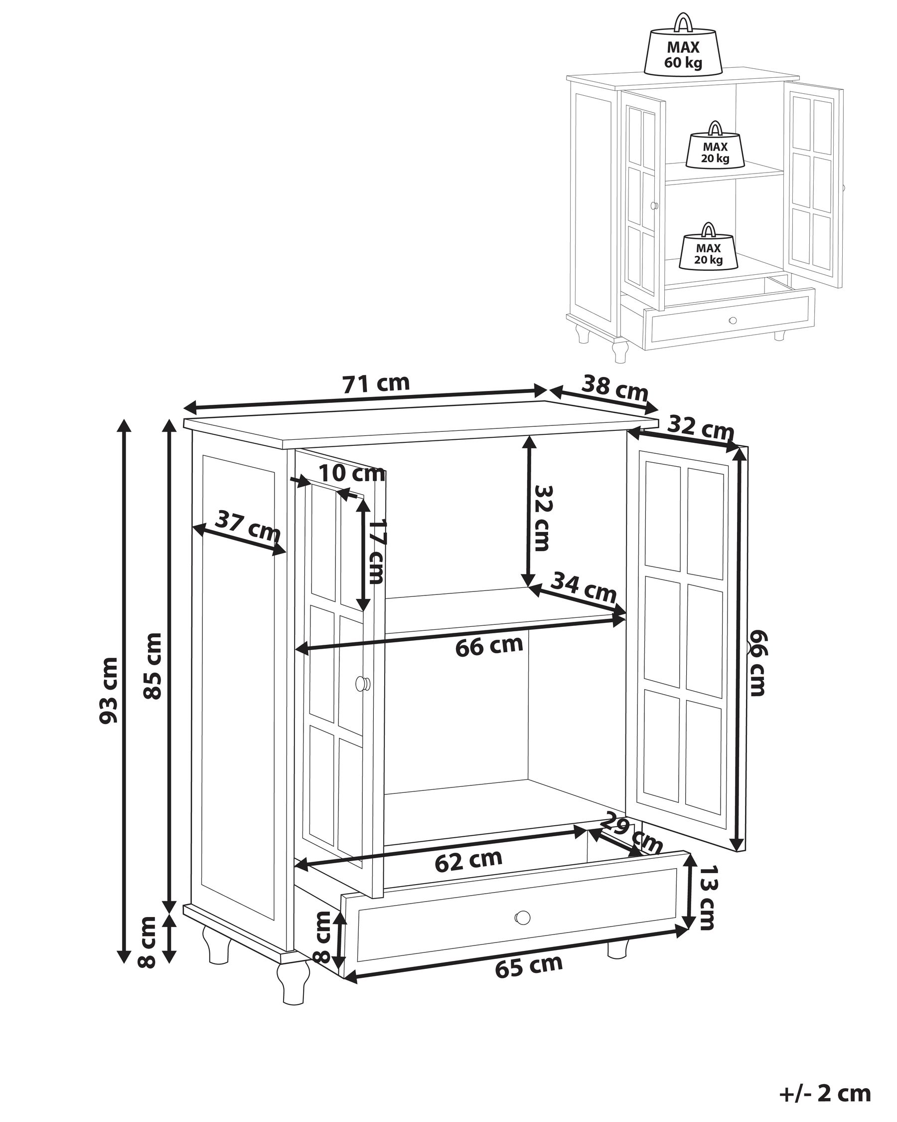2 Door Sideboard with Glass Display White CARLET_968134 2 Door Sideboard with Glass Display White CARLET_968134