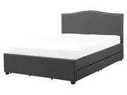 Bett mit Schubladen MONTPELLIER Stoff Dunkelgrau 160 x 200 cm_709482