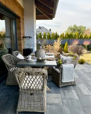 Garden Dining Set 6 Seater MAROS/OLBIA with Cushions Concrete Light Brown_1065809