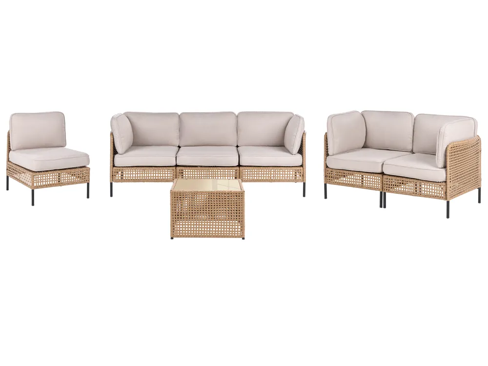 Conjunto de jardín con mesa 6 plazas OMEGANA modular Beige claro